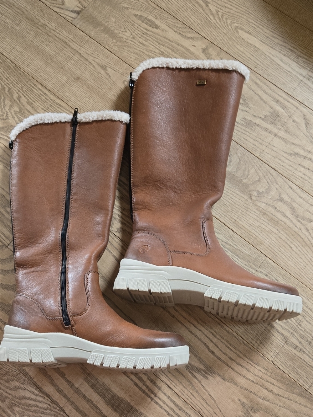 Remonte by Rieker | Cognac Waterproof Faux Fur-Lined Knee-High Boots, Size 38 - Picture 4 of 8